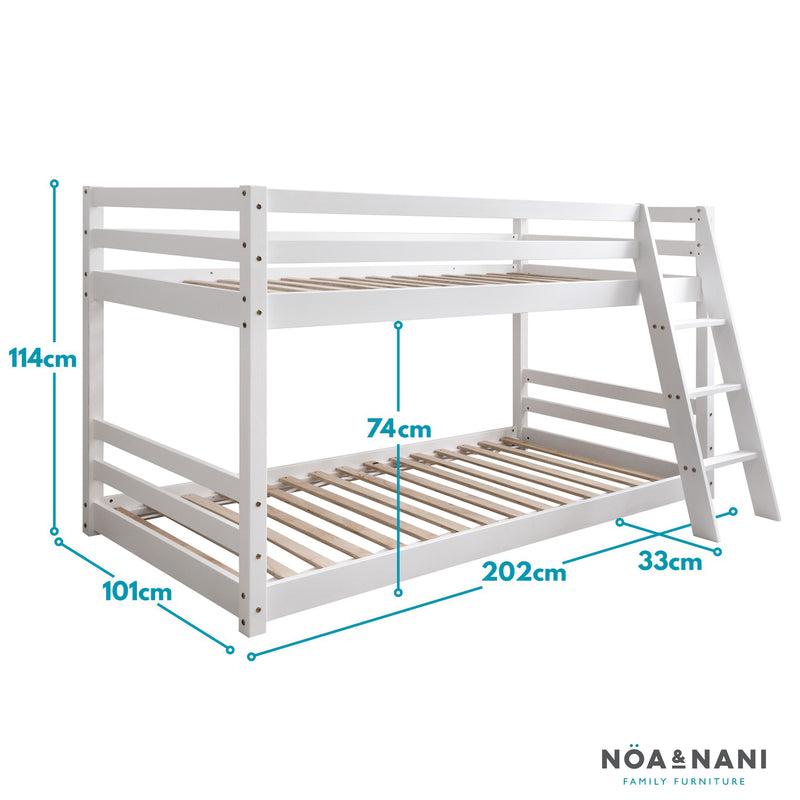 Hilda Low Cabin Bed with Bunk Underbed and Play Area in Classic White