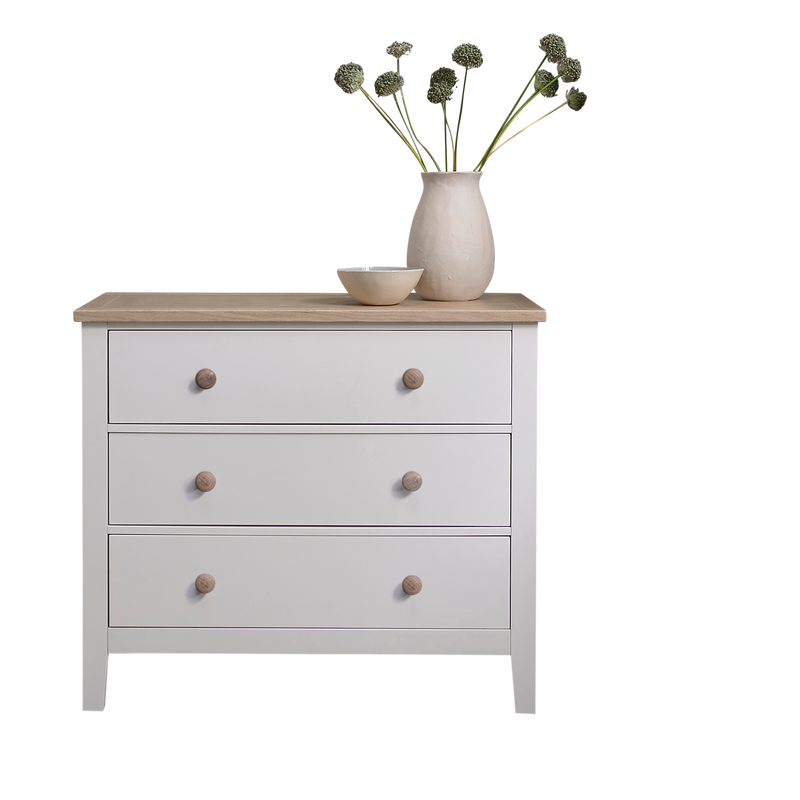 Jäkkvik 3 Drawer Wide Chest of Drawers in White & Oak