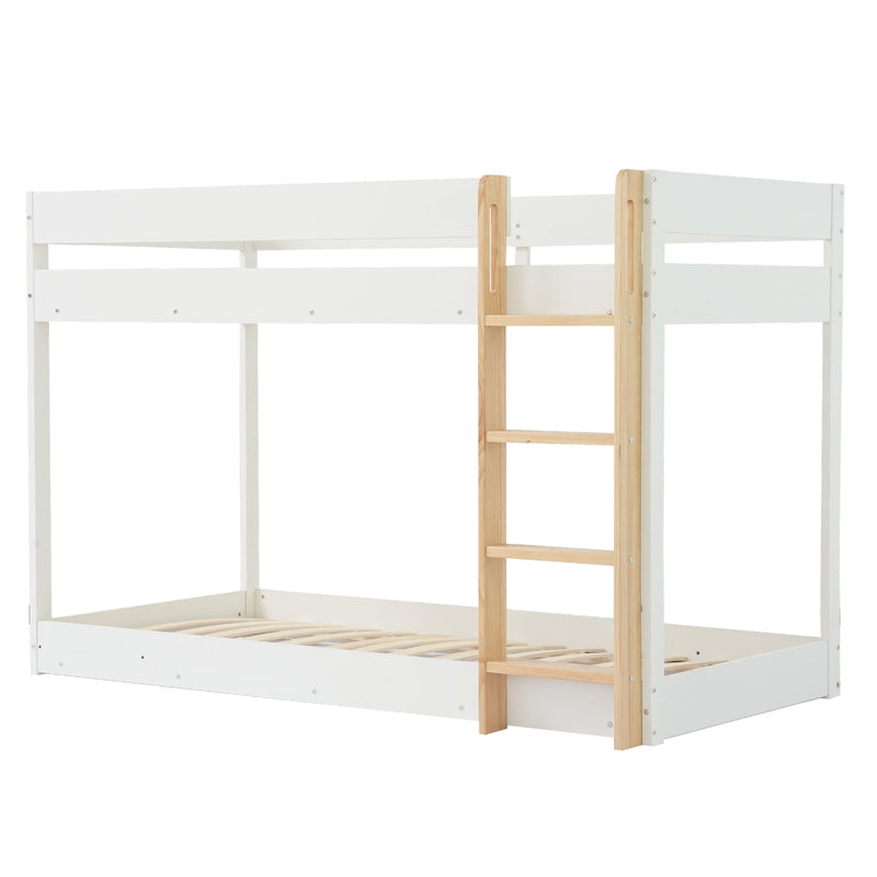 Josie Bunk Bed with Straight Ladder in Classic White & Pine