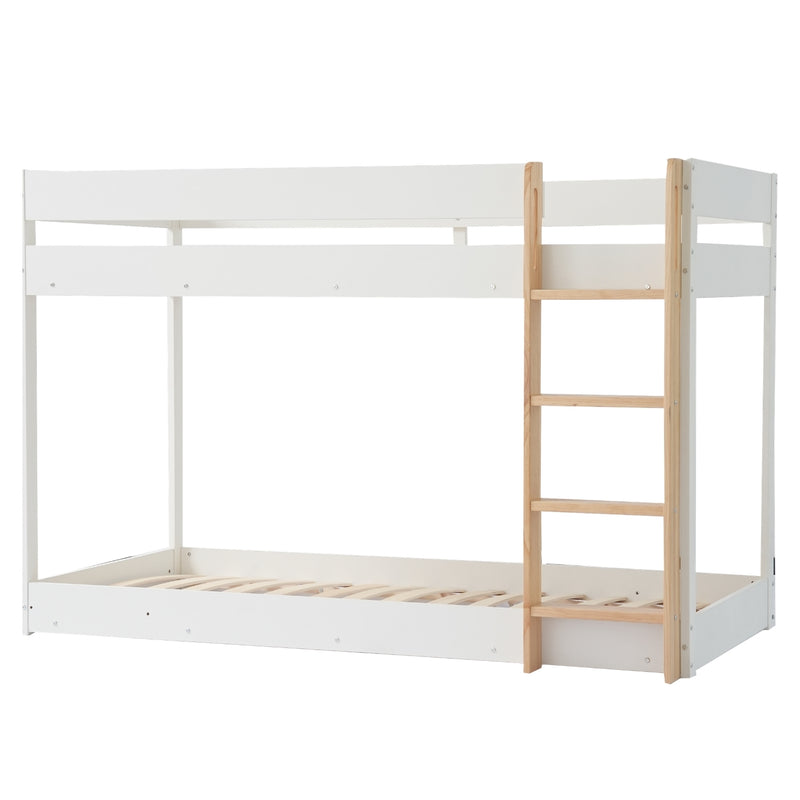 Josie Bunk Bed with Straight Ladder in Classic White & Pine