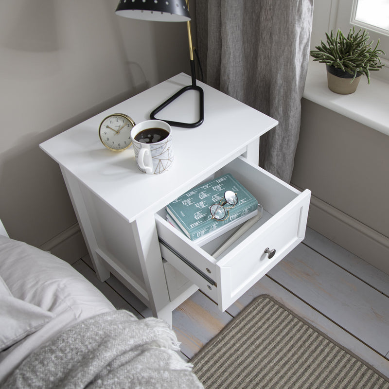 Karlstad Bedside Table with 2 Drawers in Classic White