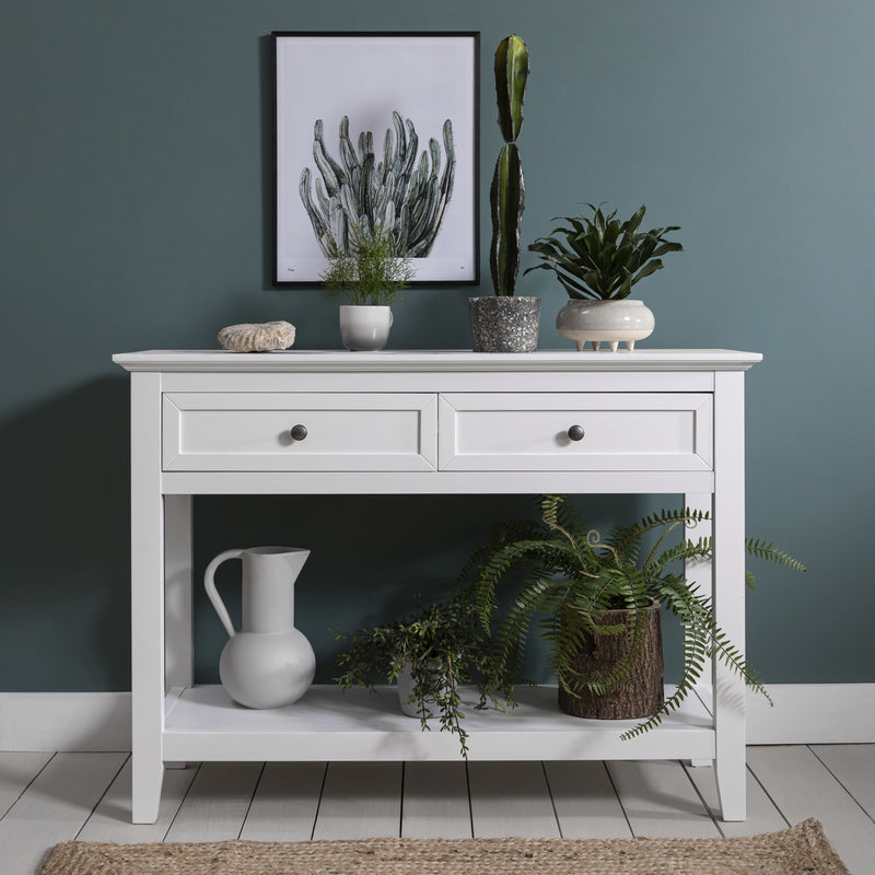Karlstad Console Hallway Table with 2 Drawers in Classic White
