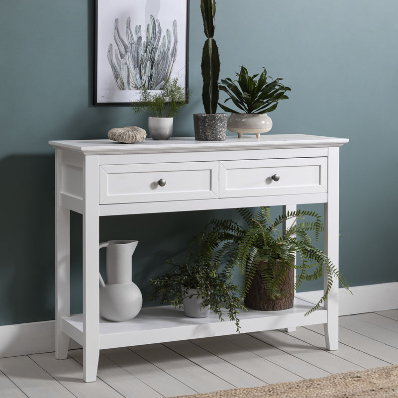 Karlstad Console Hallway Table with 2 Drawers in Classic White