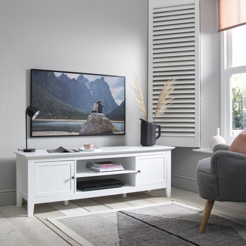 Karlstad TV Unit with Cupboards in Classic White