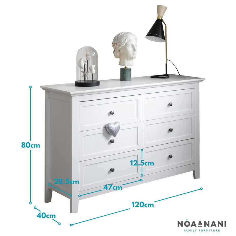 Karlstad Chest of Drawers 6 Drawer in Classic White