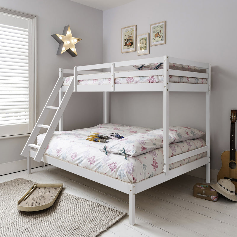 Kent Triple Bunk Bed with Single and Double Bed in Classic White