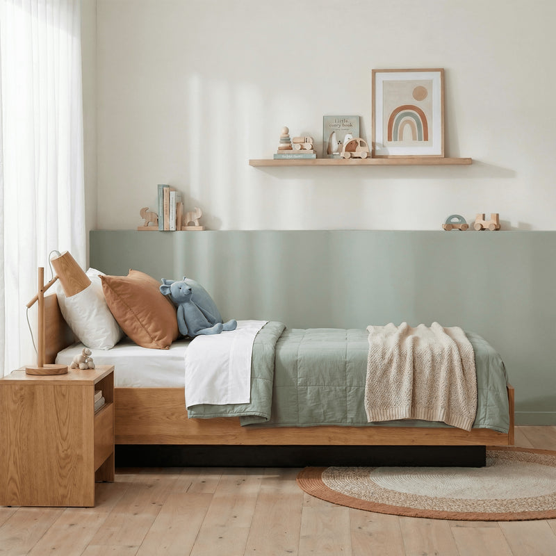 Koping Single Gas Lift Ottoman Bed with Storage in Natural Pine