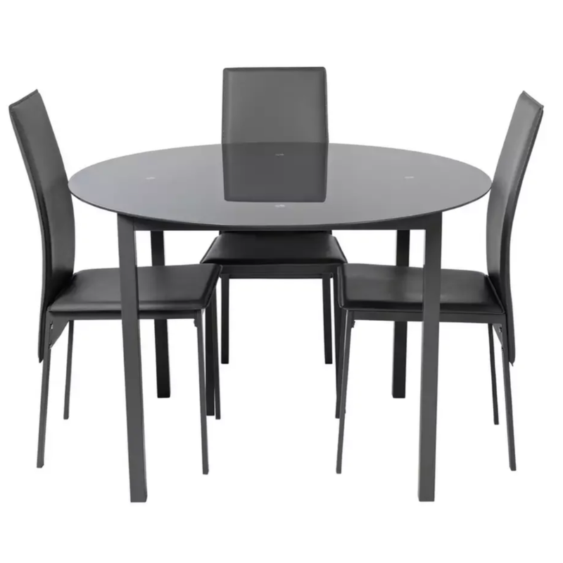 Lido glass round table 4 chairs grey 19224557 (Open Box- See T's & C's for details)