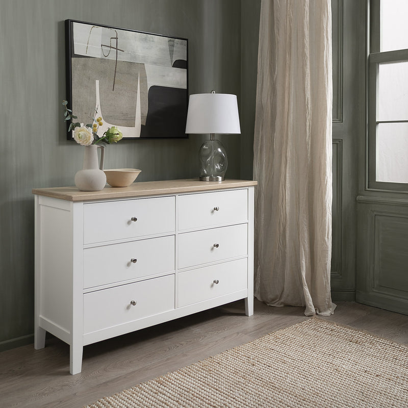 Leines 6 Drawer Chest of Drawers in White & Oak