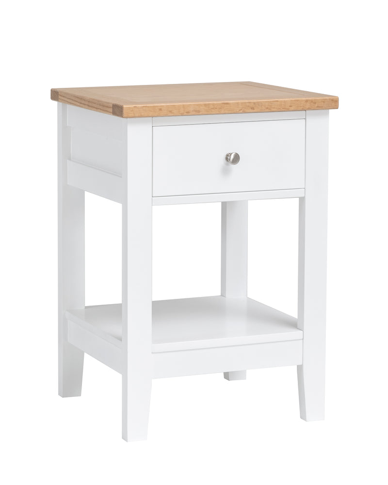 Leines 1 Drawer Bedside Table in White & Oak