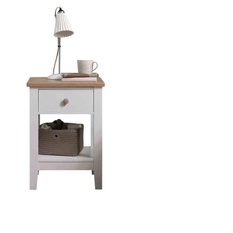 Jäkkvik 1 Drawer Bedside Table in White & Oak