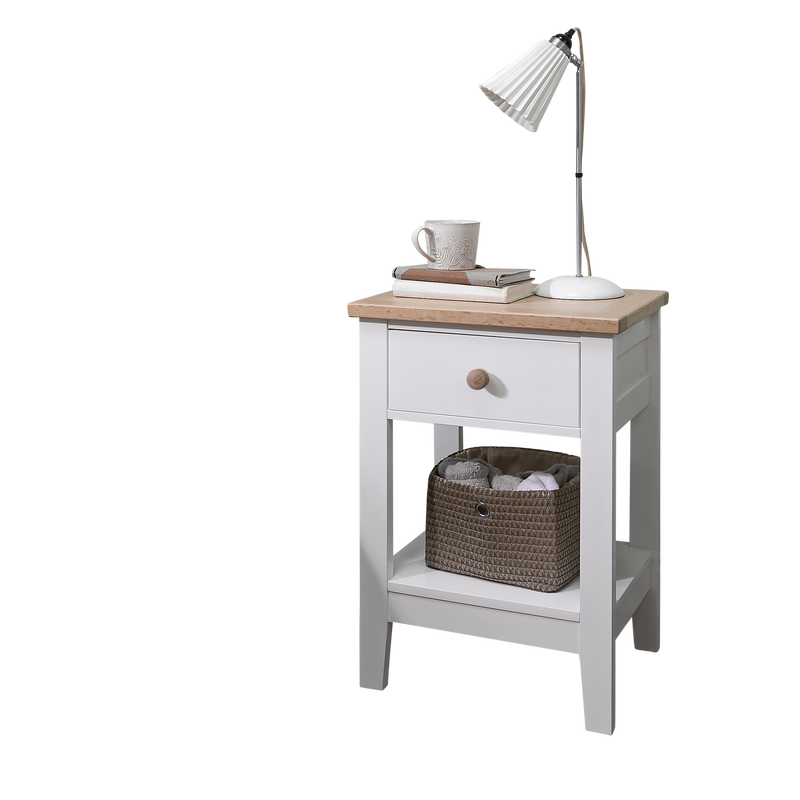 Jäkkvik 1 Drawer Bedside Table in White & Oak