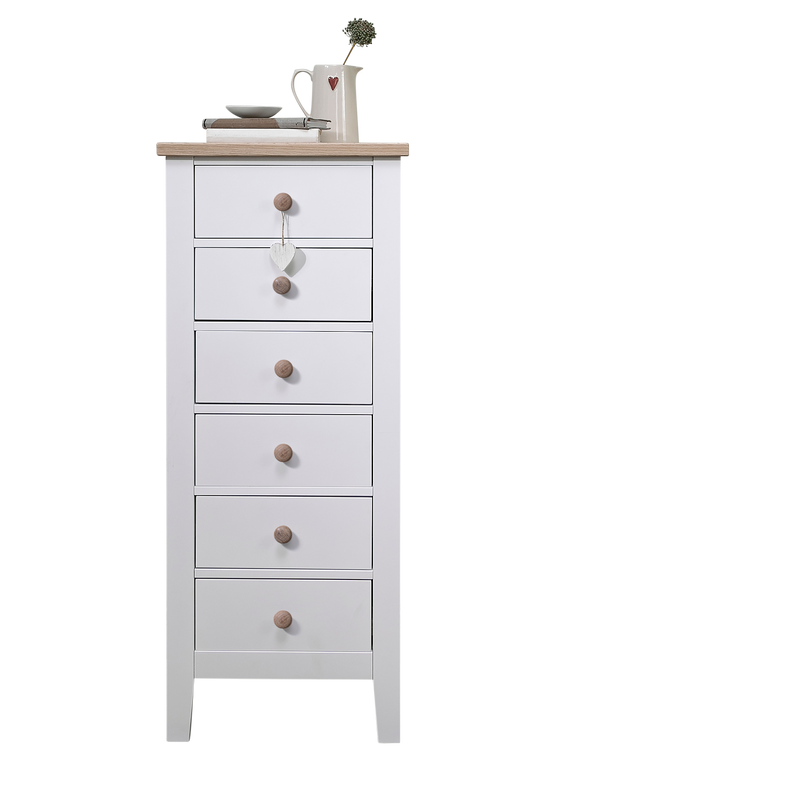 Jäkkvik 6 Drawer Tall Chest of Drawers in White & Oak