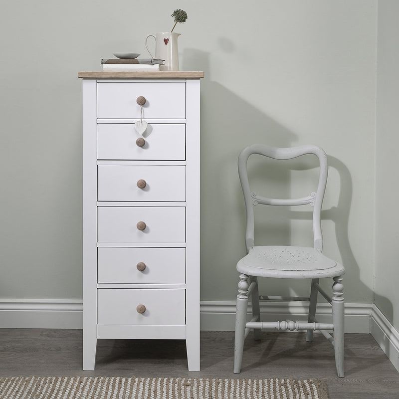 Jäkkvik 6 Drawer Tall Chest of Drawers in White & Oak