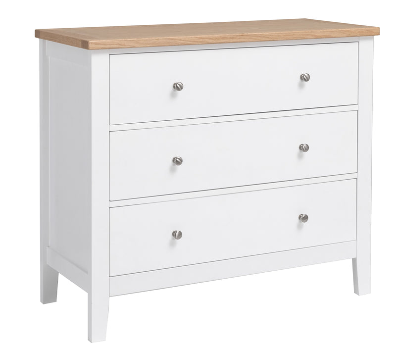Leines 3 Drawer Wide Chest of Drawers in White & Oak