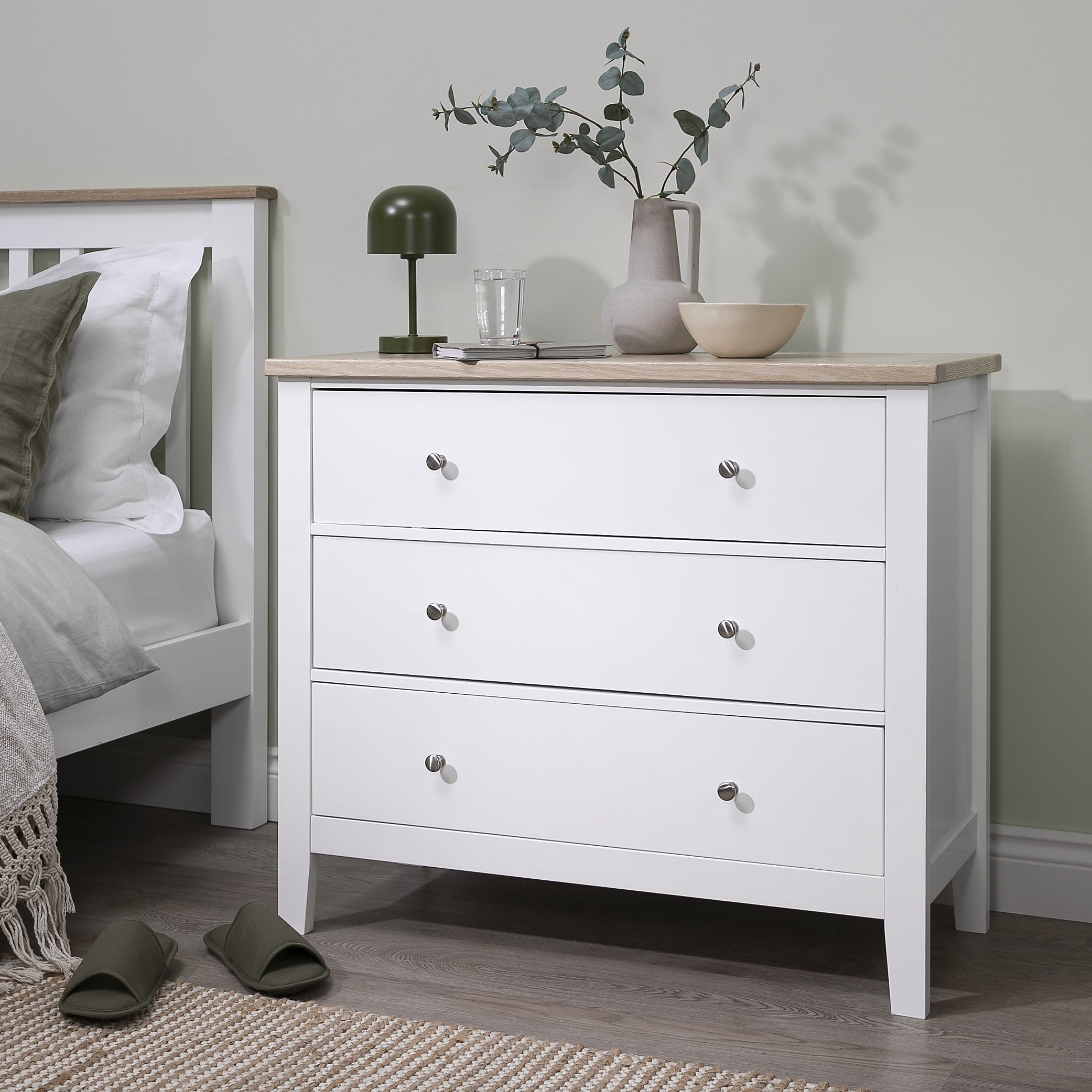 Leines 3 Drawer Wide Chest Drawers & Oak