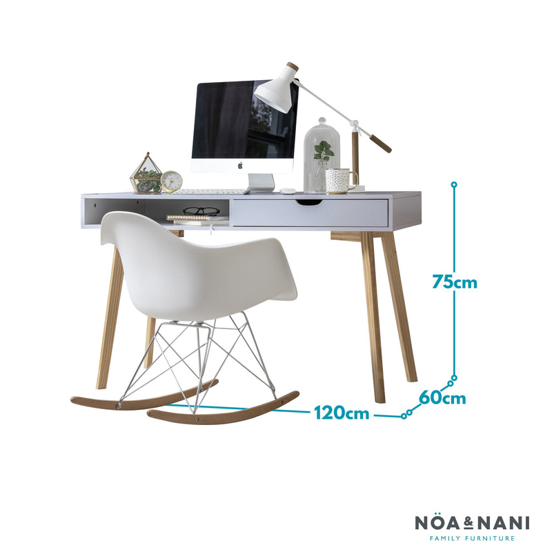 Ludvig Office Desk Computer Table in Silk Grey and Natural Pine