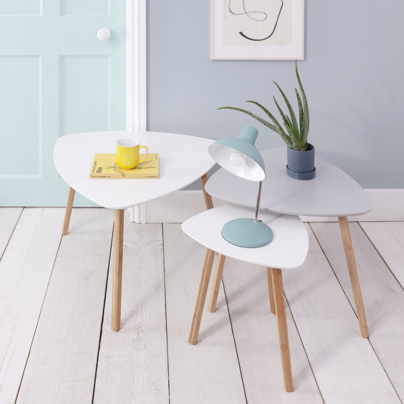 Malme Nesting Tables Set of Two in Classic White and Natural Pine