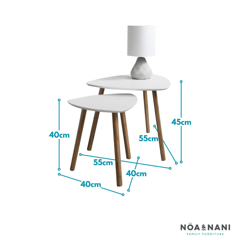 Malme Nesting Tables Set of Two in Classic White and Natural Pine