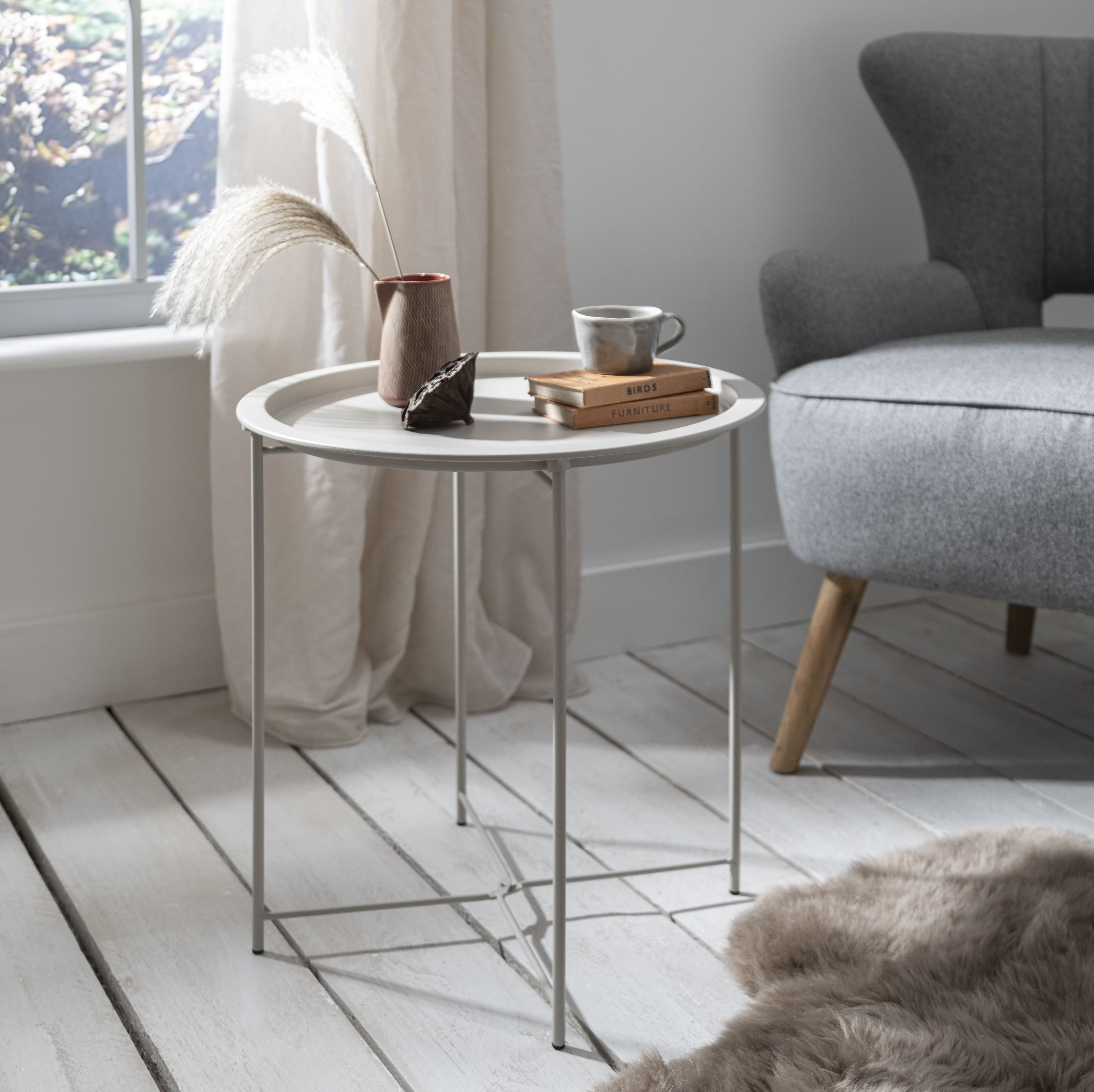 Modern Mink Metal Side Table