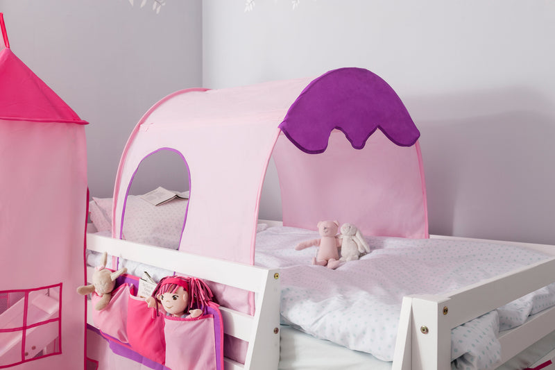 Moro Cabin Bed Midsleeper with Pink Package & Slide in Classic White
