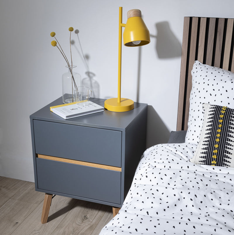 Otto 2 Drawer Bedside in Grey