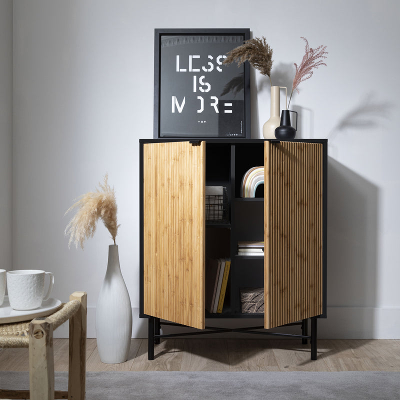 Rökstorp Sideboard with Bamboo Style Doors in Black