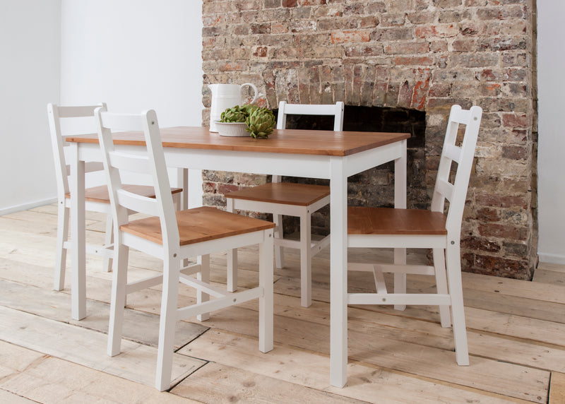 Annika Dining Table in White & Natural Pine