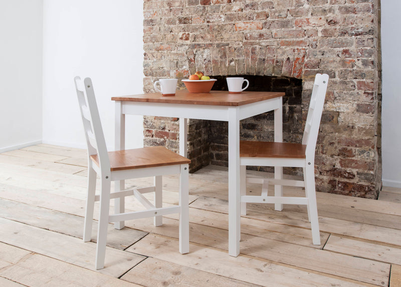 Annika Bistro Table in White and Natural Pine
