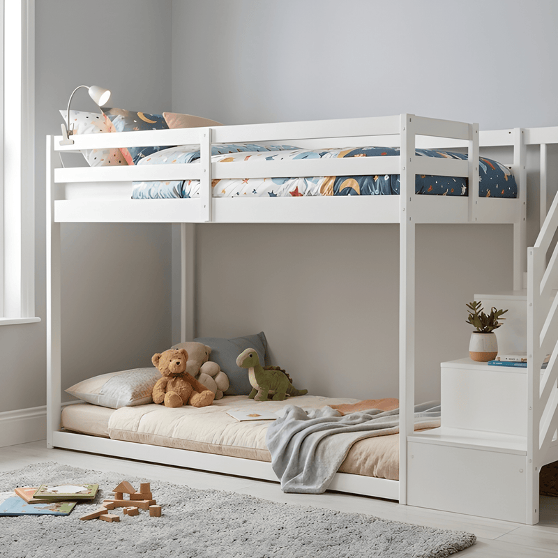 Nia Bunk Bed with Storage Staircase in White