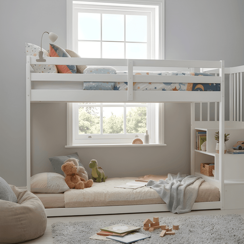 Nia Bunk Bed with Storage Staircase in White