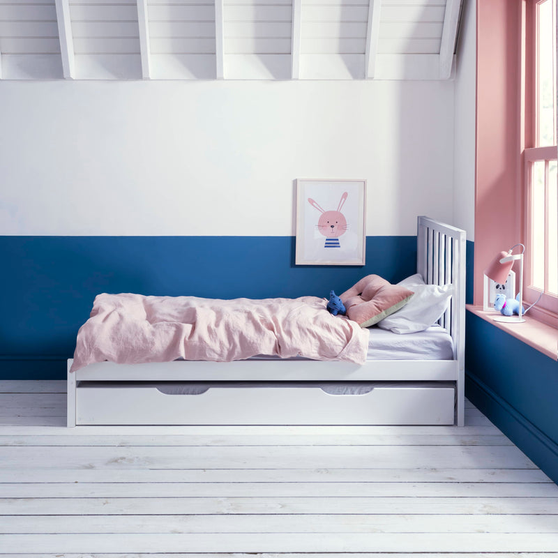 Dorset Single Bed with Pull Out Spacesaver Trundle in Classic White