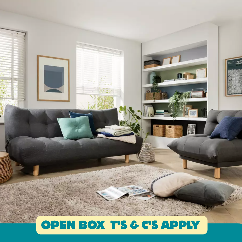 3 Seater Fabric Clic Clac Sofa Bed - Charcoal 15017737 (OpenBox- See T's & C's for details)