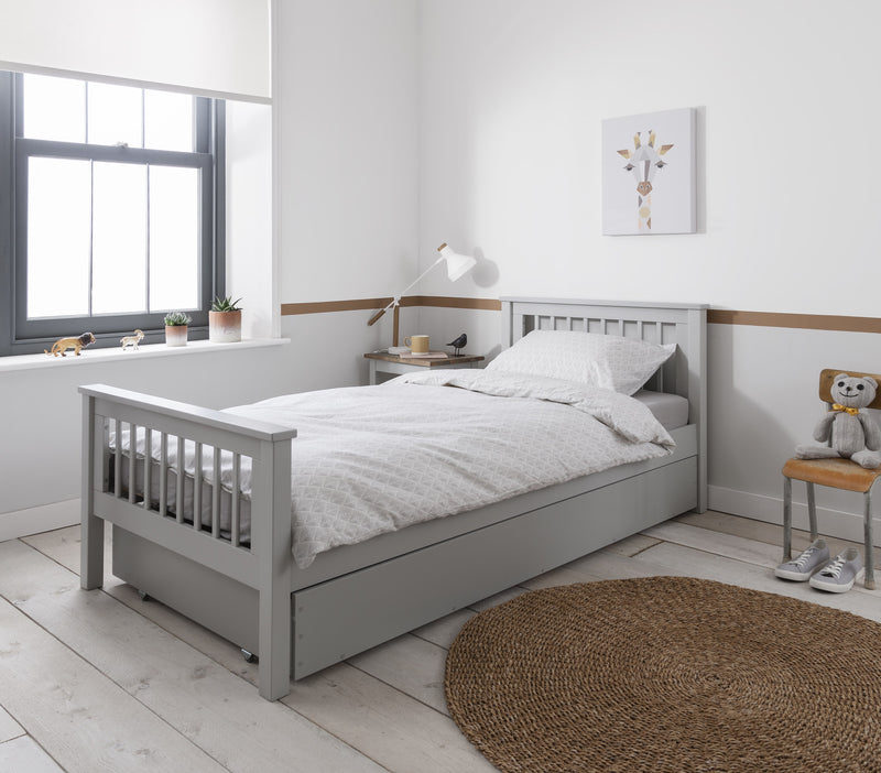 Hampshire Single Bed Frame with Olaf Trundle in Silk Grey