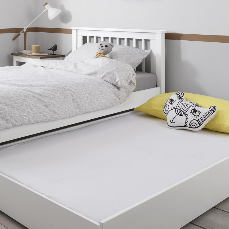 Hampshire Single Bed Frame with Olaf Pull Out Trundle in White