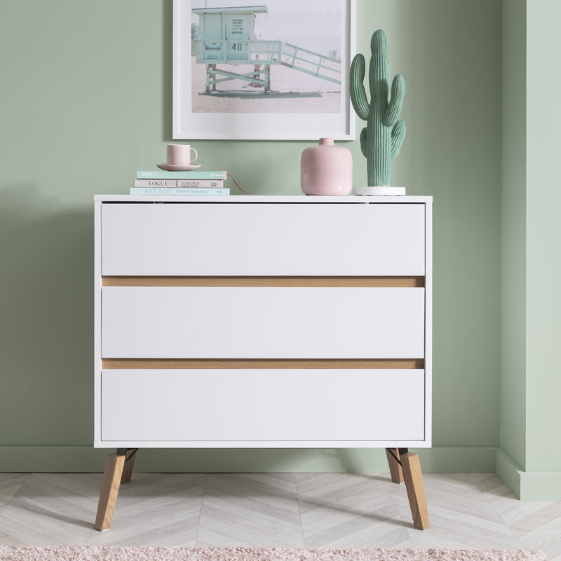 Otto Chest of Drawers Wide 3 Drawer in Classic White