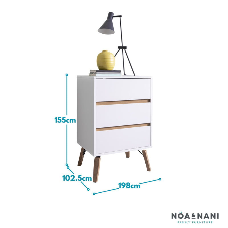 Otto Chest of Drawers Tall 3 Drawer in Classic White