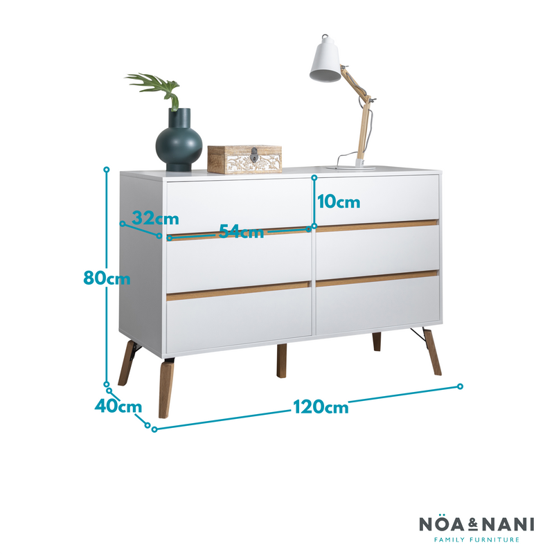 Otto Chest of Drawers 6 Drawer in Classic White