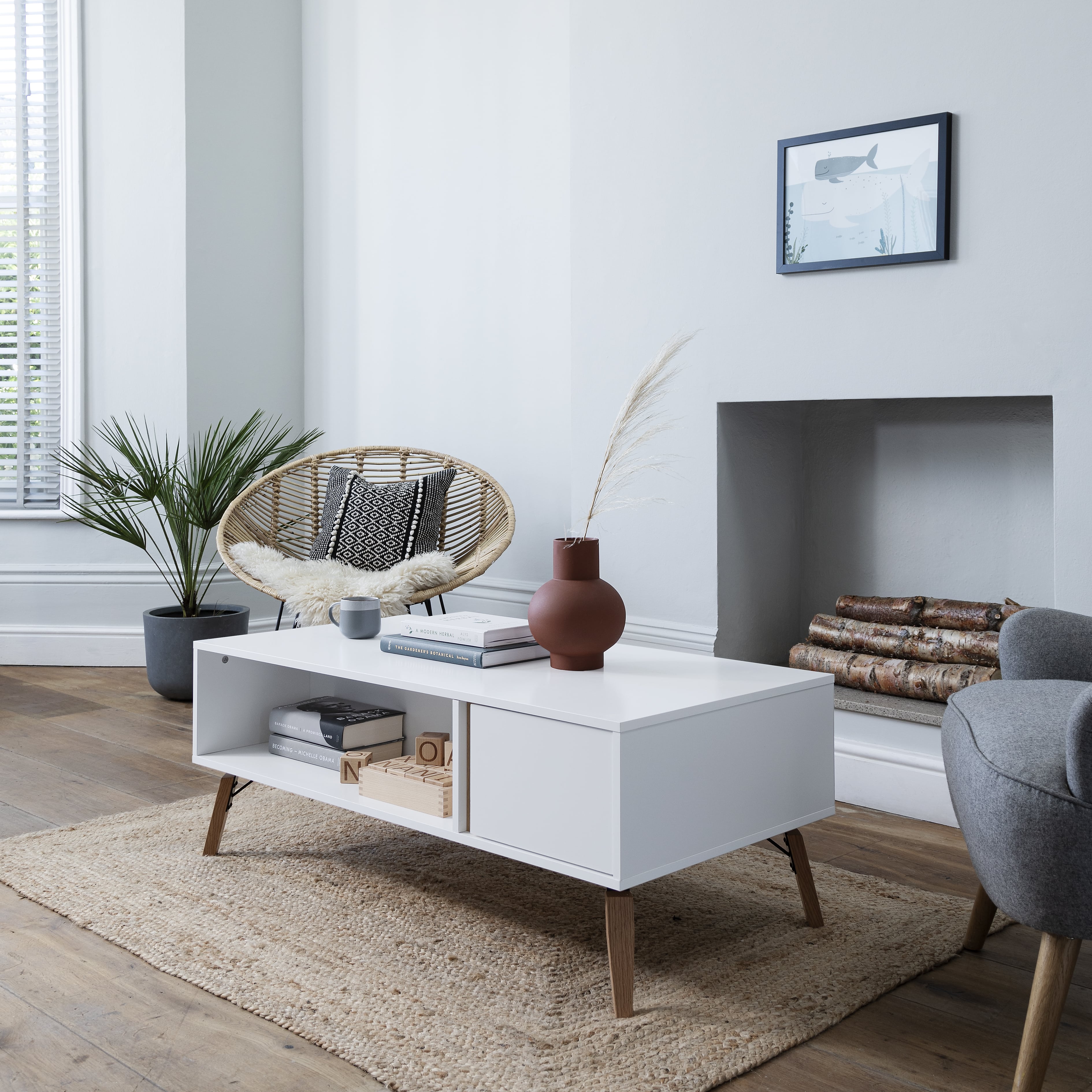 Otto Coffee Table with Storage in Classic White