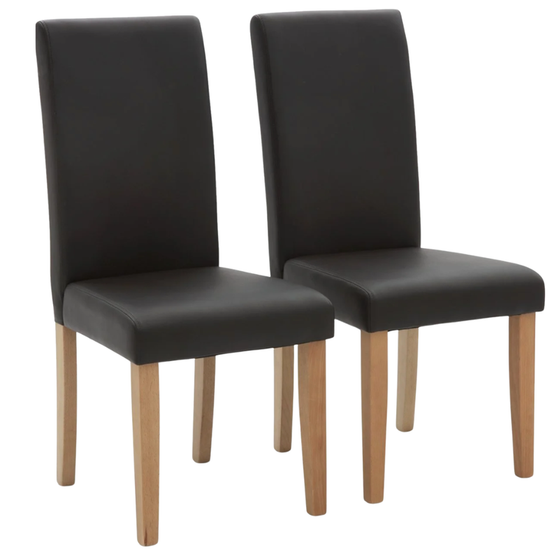 Pair of midback pu chairs oak blk 18586715 (Open Box- See T's & C's for details)