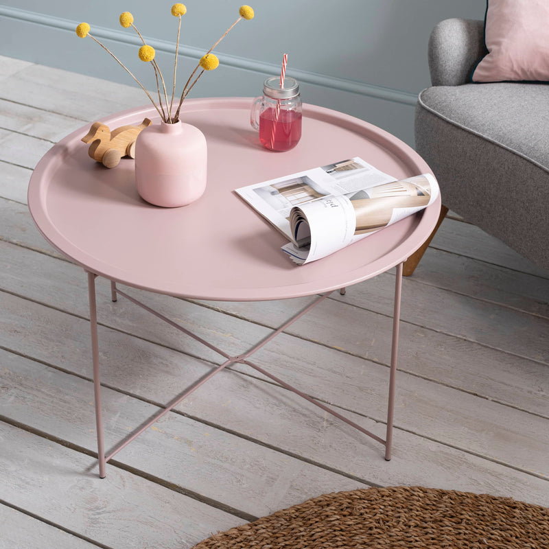 Bjarni Coffee Table Metal Side Table in Blush Pink