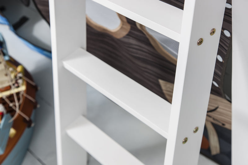 Moro Cabin Bed Midsleeper with Pirate Hideaway Package in Classic White