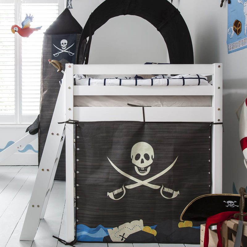 Moro Cabin Bed Midsleeper with Pirate Hideaway Package in Classic White