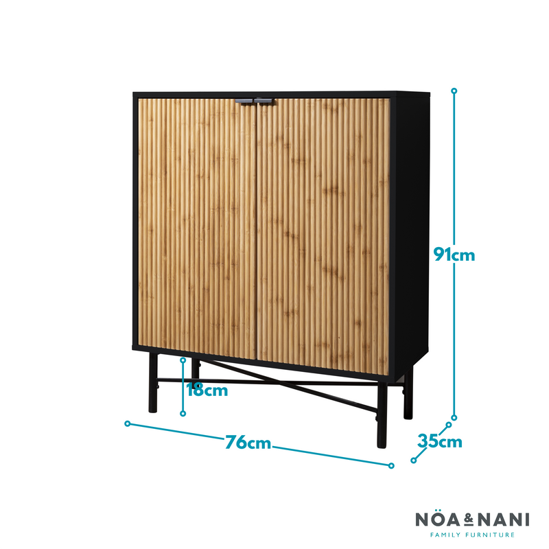 Rökstorp Sideboard with Bamboo Style Doors in Black