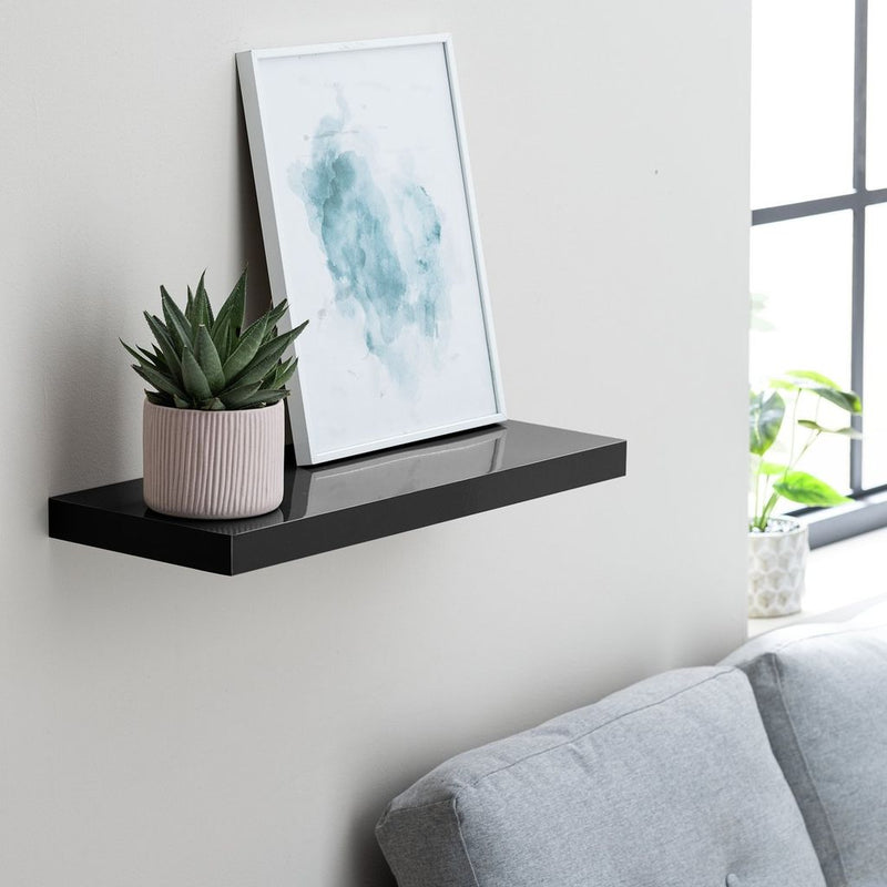Jak 60cm Floating Shelf - Black Gloss 18753816 (Open Box- See T's & C's for details)