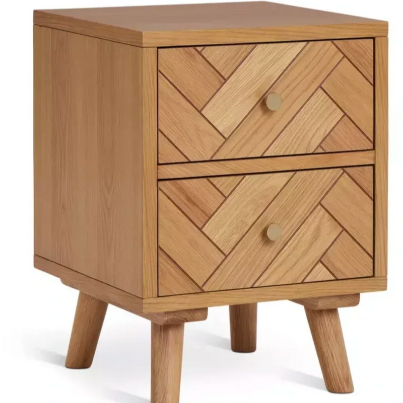 2 Drawer Bedside Table Oak - 17850349 (Open Box- See T's & C's for details)