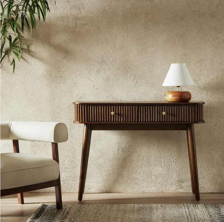 Habitat Kendi 2 Drawer Console Table - Walnut 14076205 (Open Box- See T's & C's for details)