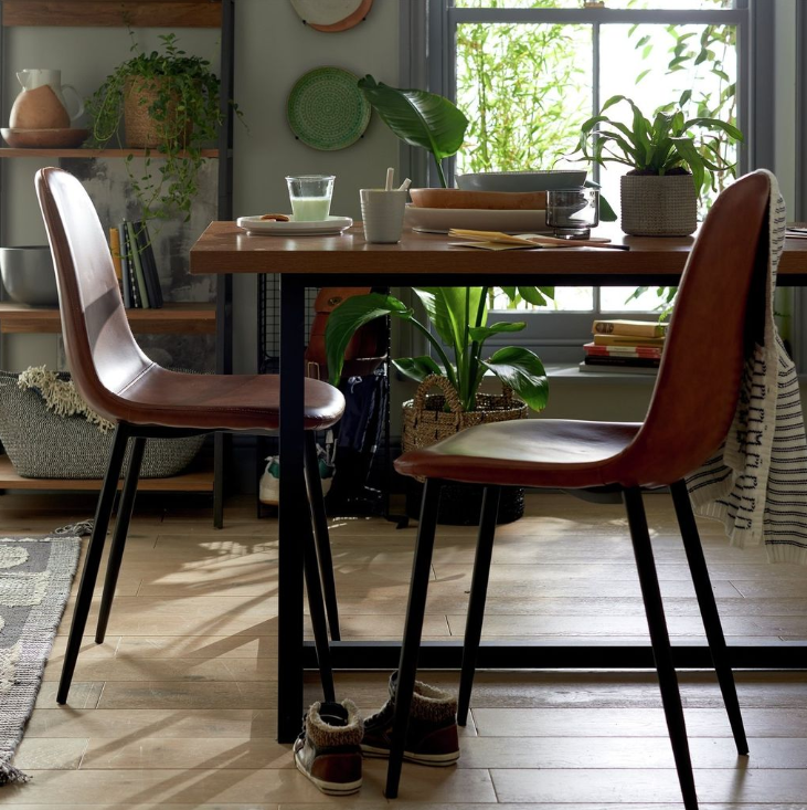 Habitat Beni Pair of Faux Leather Dining Chairs - Tan 14372617 (Open Box- See T's & C's for details)