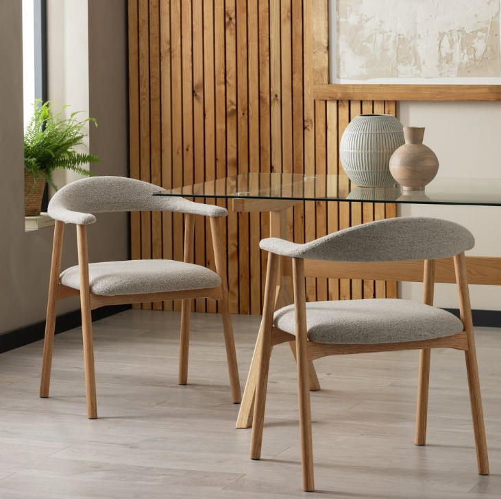 Habitat Lex Pair of Fabric Dining Chairs - Natural 17316168 (Open Box- See T's & C's for details)