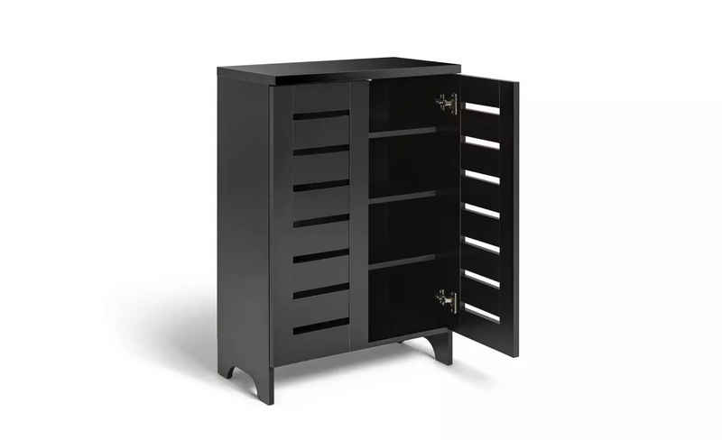 Slatted Shoe Cabinet - Black 4707938 (OpenBox- See T's & C's for details)